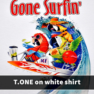 T.ONE on white shirt